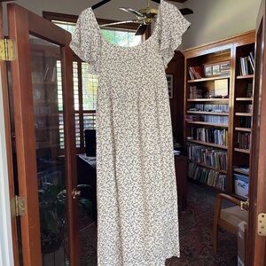 Anthropologie/ holding horses smocked midi dress with pockets!